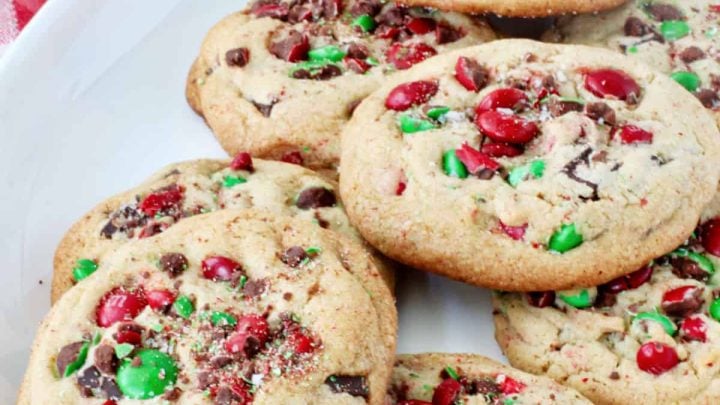 These browned butter chocolate chunk candy cookies are a wonderful combination of flavors and are the pefect addition to your Christmas cookie recipe collection.