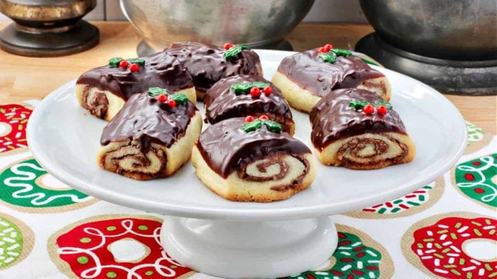 These Bûche de Noël Cookies are a bite-sized take on everyone's favorite Christmas cake. They are fun to shape, decorate, and especially to eat.