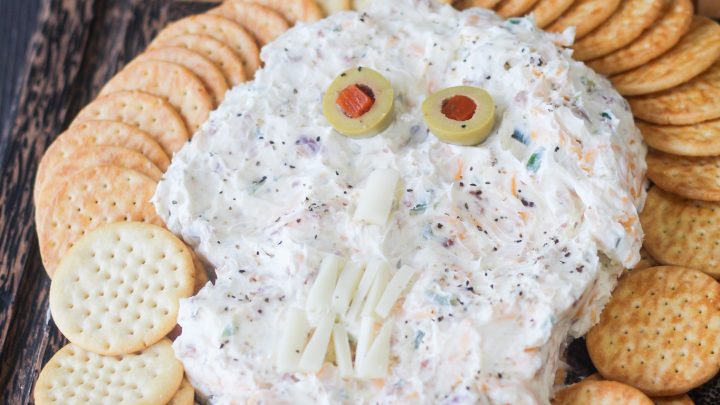 This Jalapeno Ranch Skeleton Cheeseball is so fun to make. Prepare it and have it ready in about 15 minutes for all your spooky guests.