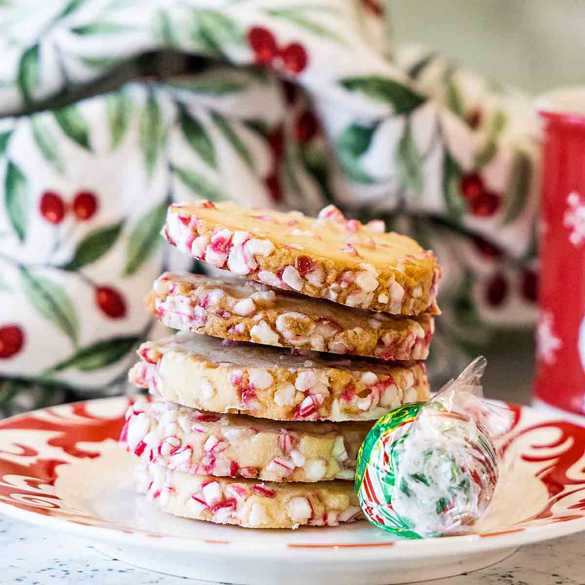 Cute and tasty, this Peppermint Shortbread is easy and gives you two fun ways to style the cookies!  A festive holiday treat!