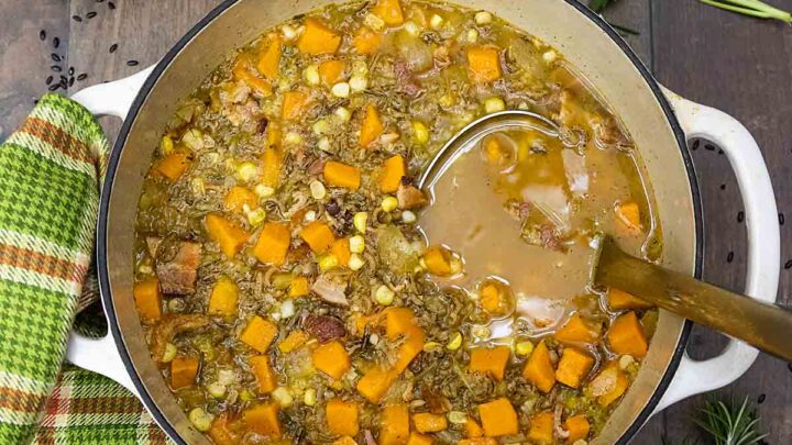 A hint of sweet from corn and sweet potatoes, plus smoky bacon, makes Sweet Potato Corn Chowder a tasty & healthy soup.