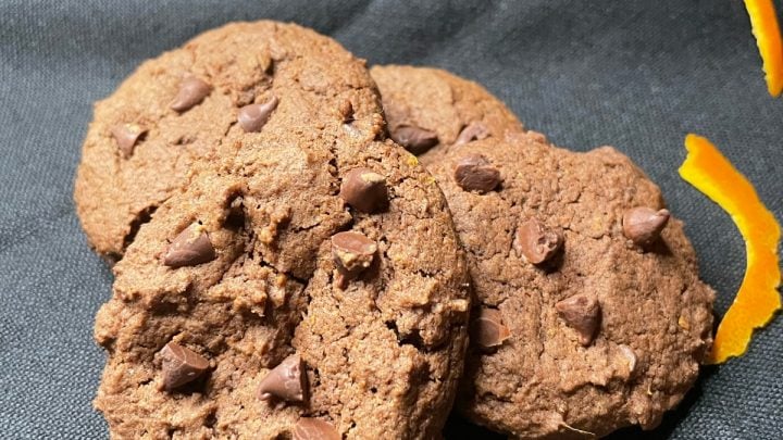 These double chocolate orange buckwheat cookies are rich, nutty, chocolatey with vibrant orange aroma delivering comfort in every bite.