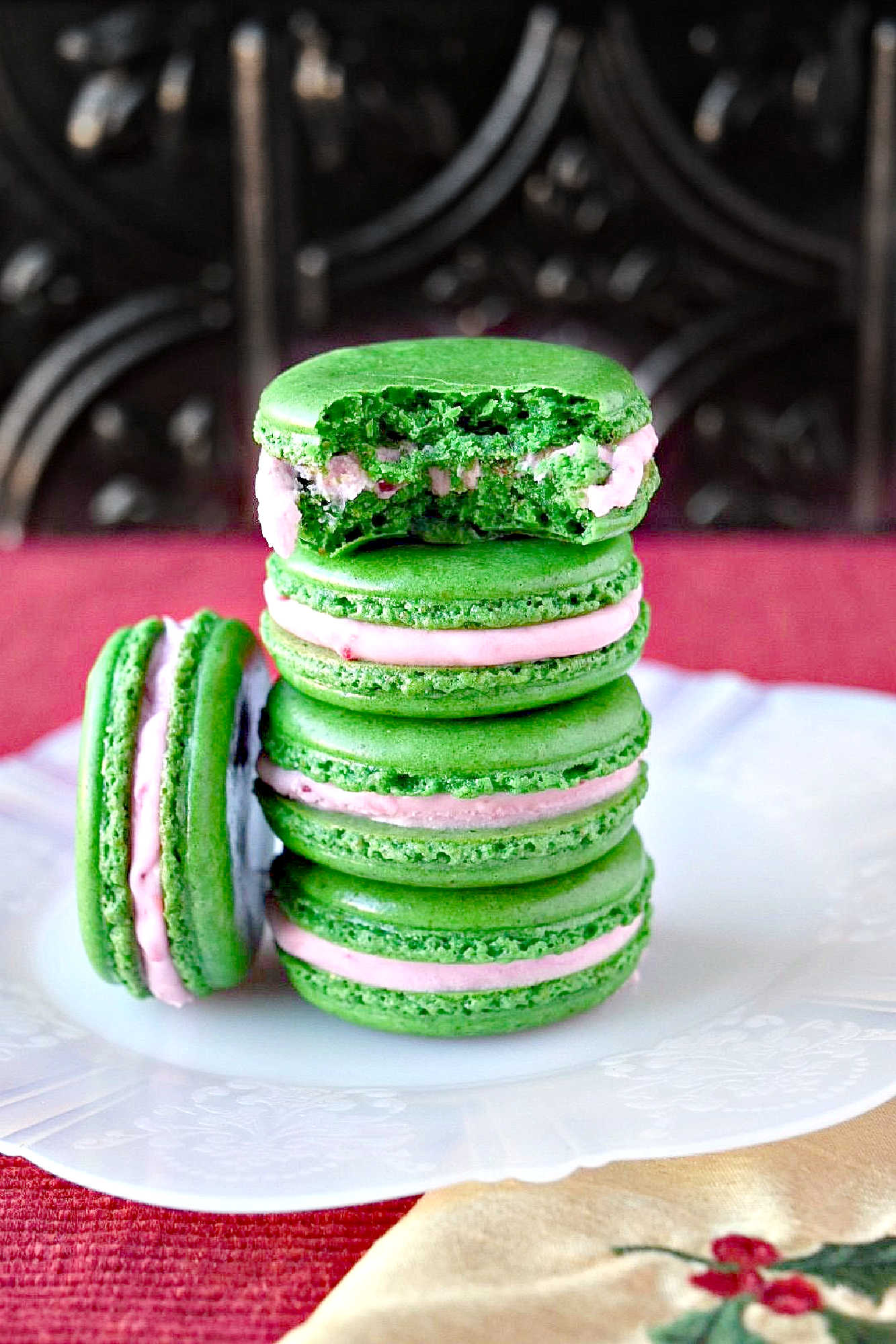 Enjoy the Pistachio Cranberry Macaron, where traditional French pastry meets the vibrant flavors of pistachio and cranberry. Each bite offers a wonderful mix of chewy texture and refreshing taste, perfect for any dessert table. #ChristmasCookies #macaron #cranberry #pistachio #MacaronMadness #PistachioLove #CranberryCravings #SweetTreats #FrenchPastryFaves
