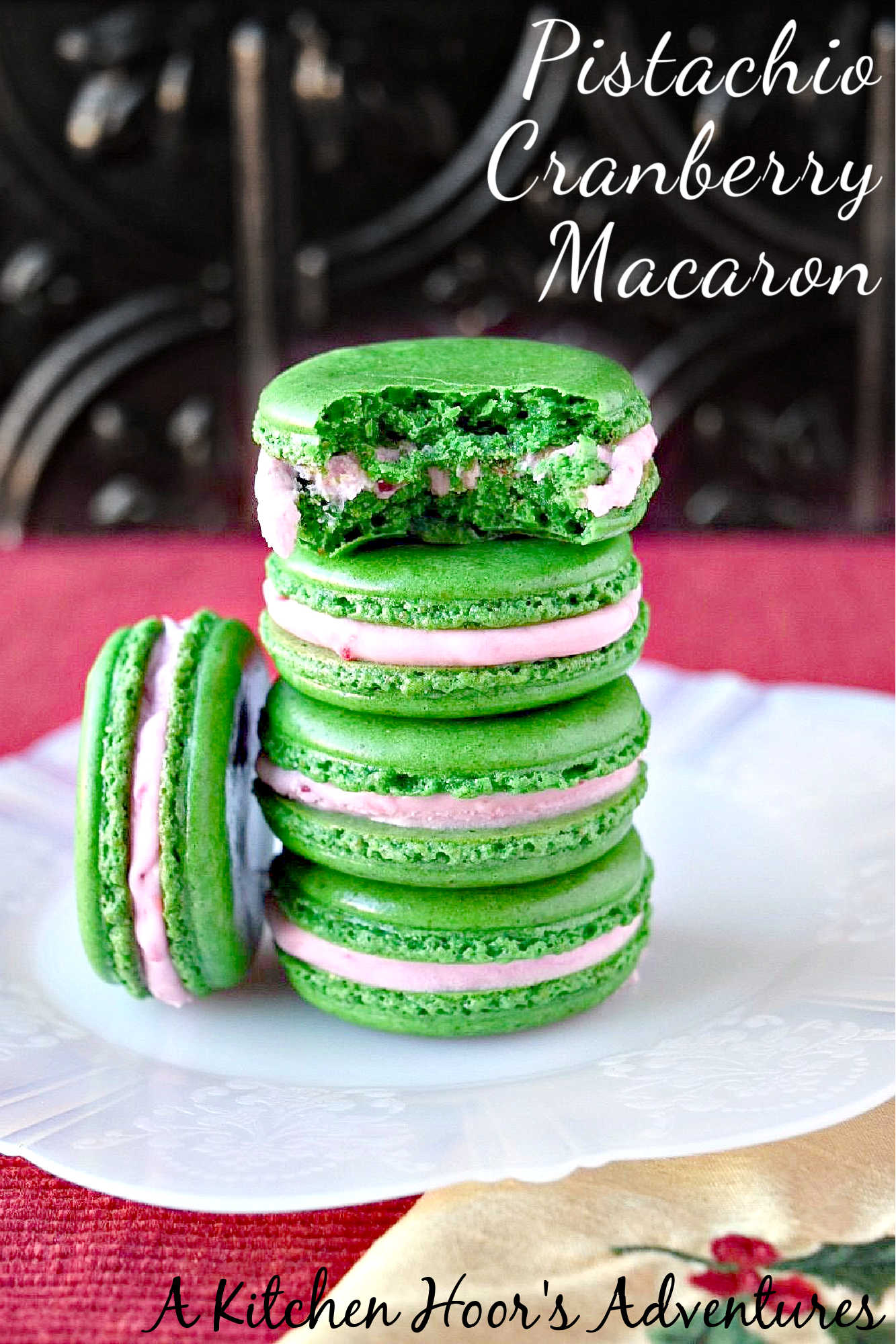 Enjoy the Pistachio Cranberry Macaron, where traditional French pastry meets the vibrant flavors of pistachio and cranberry. Each bite offers a wonderful mix of chewy texture and refreshing taste, perfect for any dessert table. #ChristmasCookies #macaron #cranberry #pistachio #MacaronMadness #PistachioLove #CranberryCravings #SweetTreats #FrenchPastryFaves