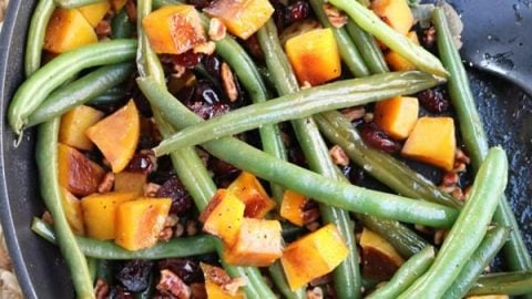 Citrus is a great compliment to ham but instead of glazing your ham, try these orange glazed green beans and butternut squash as a festive side dish.