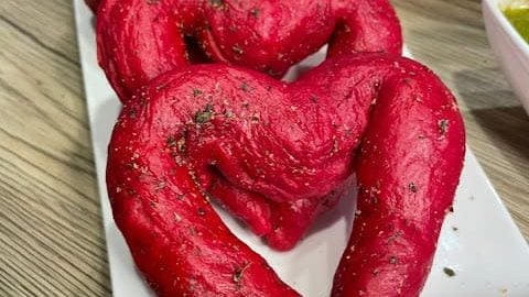 These heart "beet" sticks are soft, vibrant, naturally tinted breadsticks with a tender crumb to serve with soups, salads, and pasta.