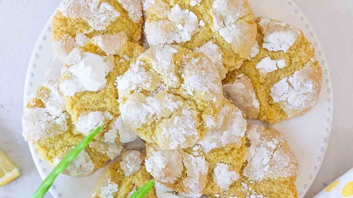 Bright and lemony, Lemon Crinkle Cookies are like a breath of spring.  Perfect for dessert, snacking, Easter or Mother's Day.