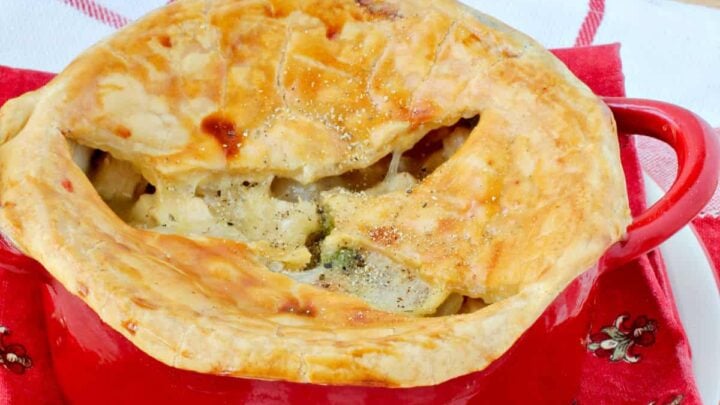 These chicken pot pies are pure comfort food and totally tasty. They are a wonderful "go-to" meal for family gatherings and dinner parties.