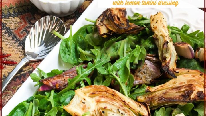 Flavorful but easy Roasted Fennel Salad with Lemon Tahini Dressing is a wonderful addition to any meal.