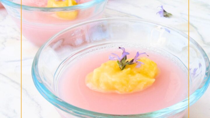 This Rose Milk Gelatin is a refreshing floral dessert perfect for a tea party, bridal shower or baby shower. Similar to rose milk pudding.