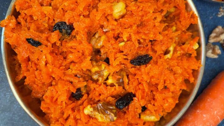 This carrot halwa is a classic dessert combining the fresh carrots, milk, sugar, nuts, and cardamom into an indulging dessert!