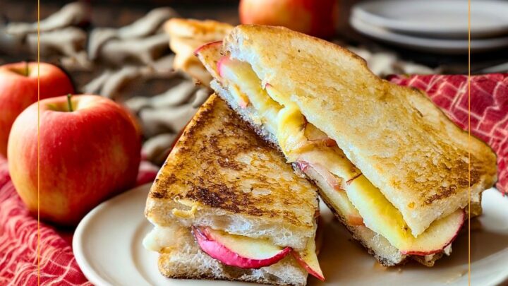 Apple Brie Grilled Cheese sandwich is a grown up twist on the kids classic: filled with sauteed apples, creamy brie and sourdough bread.