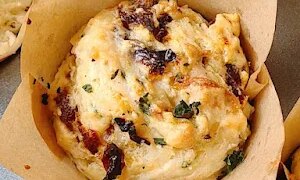 Savory sun-dried tomato basil muffins with mozzarella. Easy muffin recipe perfect for breakfast, brunch, lunchboxes, or quick snacks.