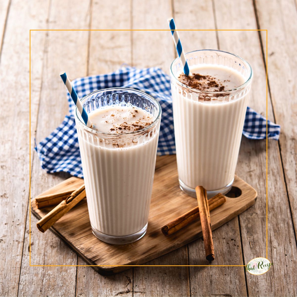 Dairy Free Mexican Horchata made with rice and almond milk and a splash of cinnamon and vanilla. Perfect for hot summer days.