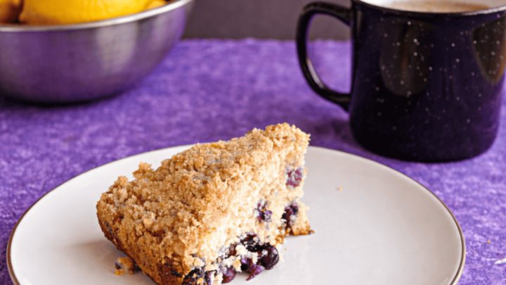 Bright, zesty lemon meets juicy blueberries in this tender coffee cake! Topped with a buttery crumb and hint of sweetness, it’s the perfect with your favorite cup of coffee.