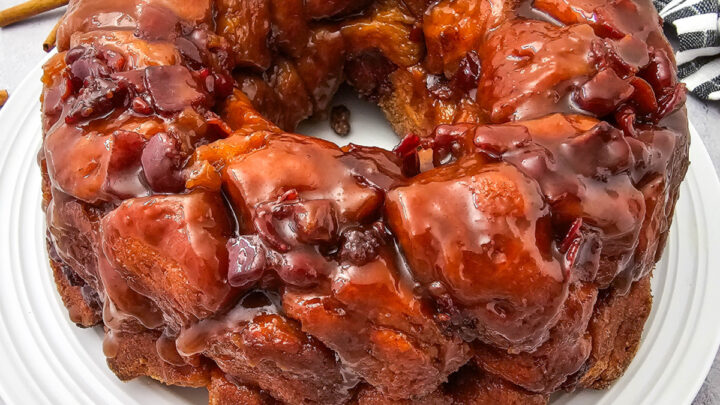 Maple Bacon Monkey Bread is an easy, pull-apart breakfast recipe made with biscuits, bacon, and a maple glaze for the perfect brunch dish.