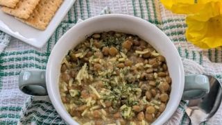 Lentil Curry and Rice Soup. A blended of curry spices make this vegetarian offer a great option for lunch, brunch or main meal.