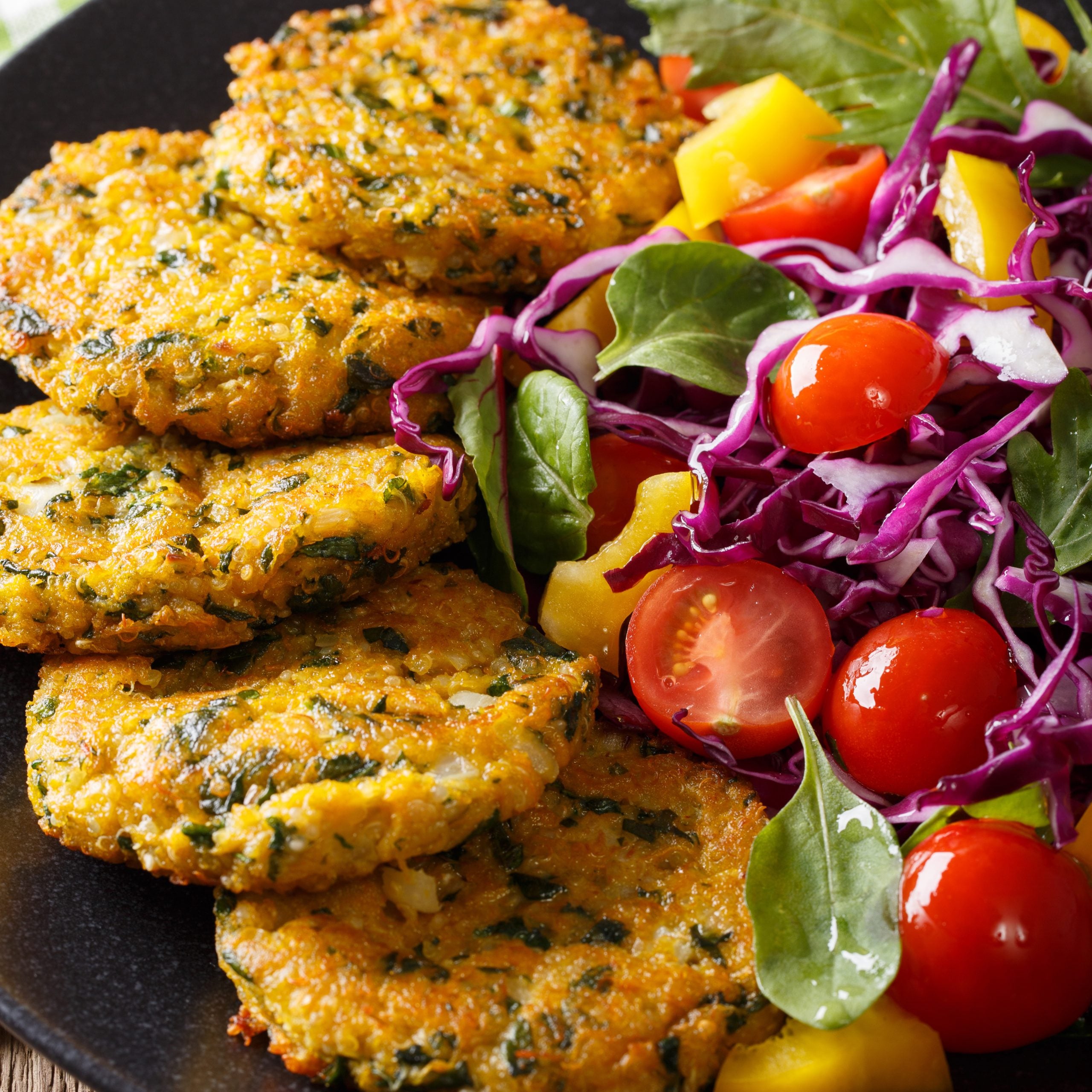These delicious quinoa burgers are packed with nutrients! They are a vegetarian main dish that is hearty and filling.