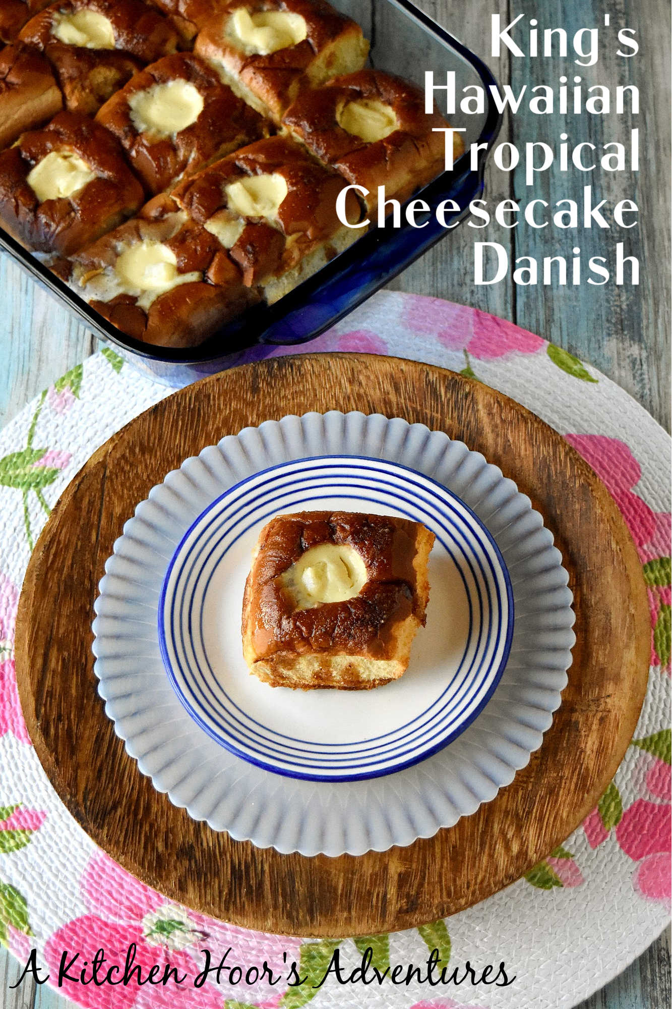 Bring a sweet twist to your brunch with King's Hawaiian Tropical Cheesecake Danish. Each bite blends creamy cheesecake and tropical fruit on fluffy, irresistible pastry. A must-have for your next gathering. #BrunchWeek #KingsofCheesecake #TropicalTreats #DanishDelight #FoodieFaves #IslandBites