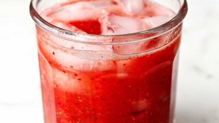This Strawberry Whiskey Sour is so frothy and refreshing. It's sort of like a grown up smoothie... with whiskey! Even if you normally don't care for bourbon or whiskey cocktails, give this one a try.