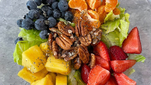 This is a copycat recipe for Panera Bread's spring special strawberry poppy seed salad. This is a delicious salad and a vegan one too! This salad is also easy to prepare and is a crowd pleaser.