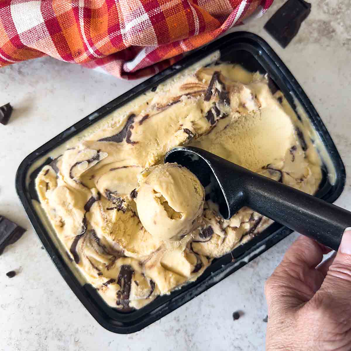 This Peanut Butter Ice Cream is cool, creamy, tasty--and super easy.  Add a fudge ribbon for even more fun. Sugar free option included.