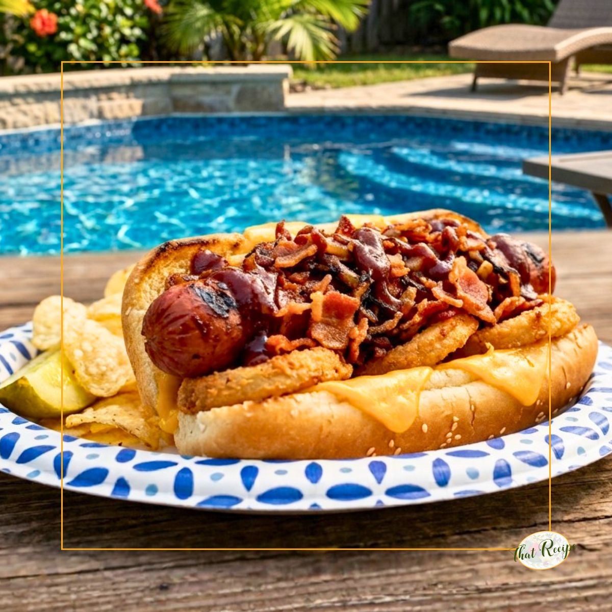 The Western Bacon Hot Dog adds bacon, barbecue sauce, crispy onions, and melty cheddar for a hot dog inspired by a favorite cheeseburger.