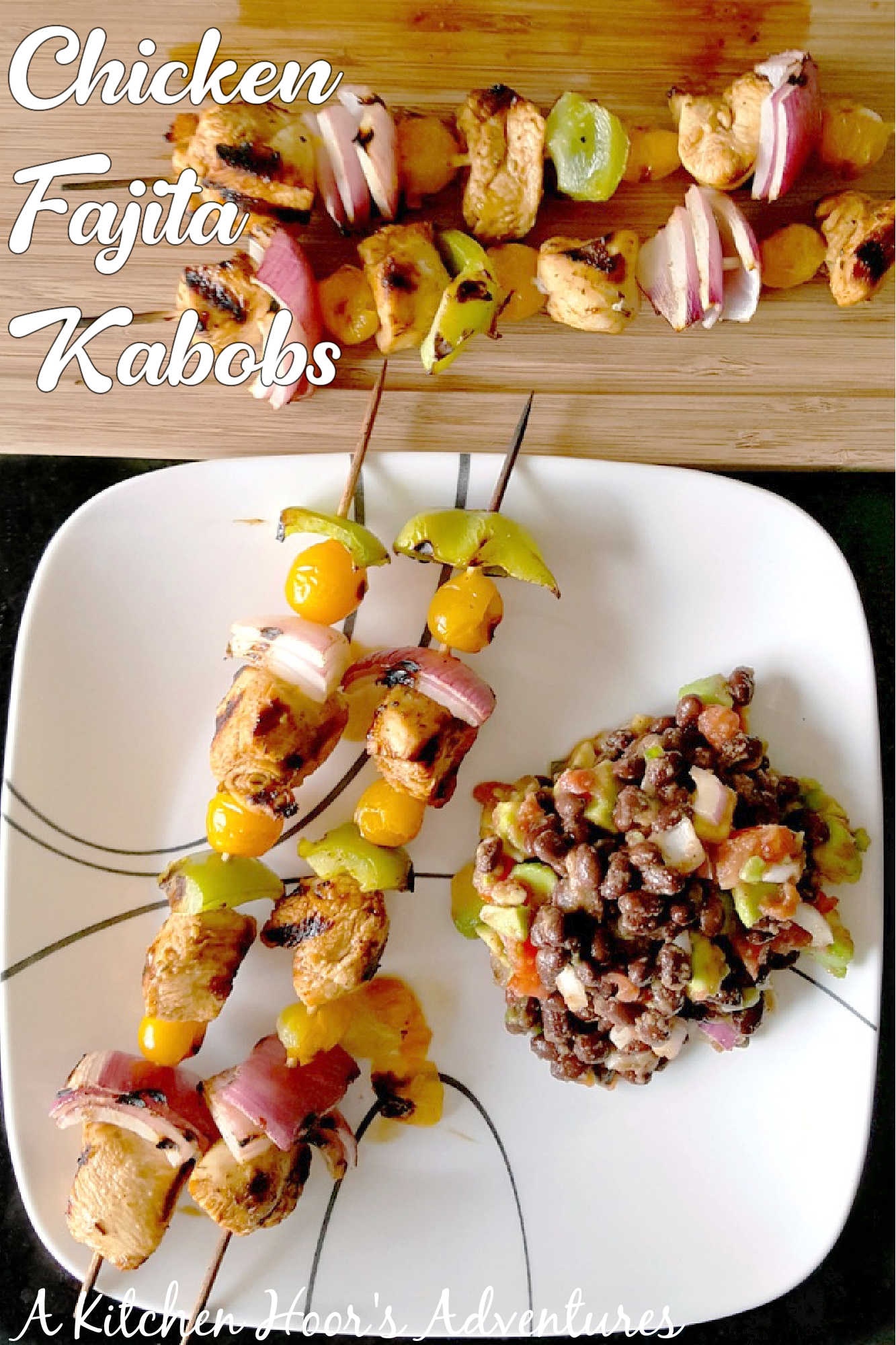 Fire up the grill for Chicken Fajita Kabobs loaded with juicy chicken, sweet peppers, onions, and bursty cherry tomatoes. Serve the smoky skewers with black bean and avocado salsa for a fresh, creamy, colorful Tex-Mex dinner that’s cookout ready and family approved. #ChickenFajitaKabobs #EasyGrillingRecipes #SummerDinner #ChickenKabobs #TexMexRecipes #AvocadoSalsa #FamilyMeals #OurFamilyTable