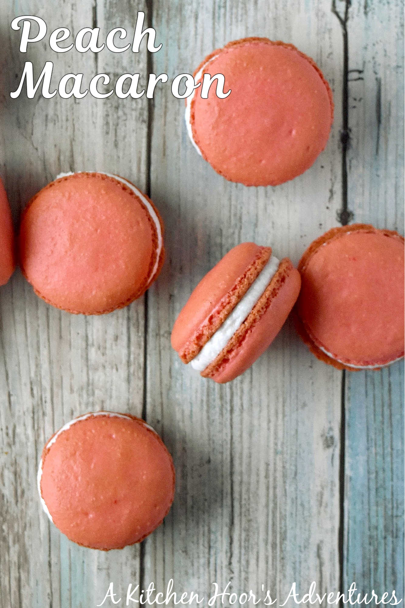 Peach macarons are the sweetest little summer bake. These use freeze-dried peaches in the shells and peach syrup in the filling for bright, fruity flavor in every bite. Perfect for a beginner-friendly showstopper! #peachmacarons #macarons #frenchmacarons #macaronlove #peachdessert #summerdesserts #prettybakes #bakingfromscratch #homebaker #desserttable #teapartyideas #bridalshowerdesserts #Stonefruit