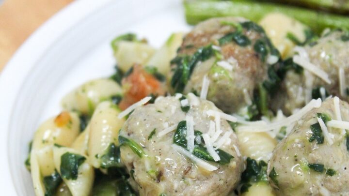 Inspired by the popular soup, my Italian Wedding Soup Skillet is packed with flavor from pasta, meatballs, veggies, and cheese..