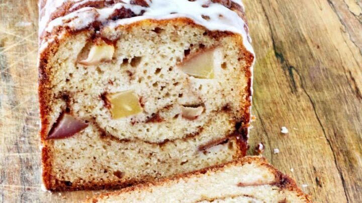 This pear fritter loaf cake combines all of the goodness of a fritter in an easy to make quick bread.