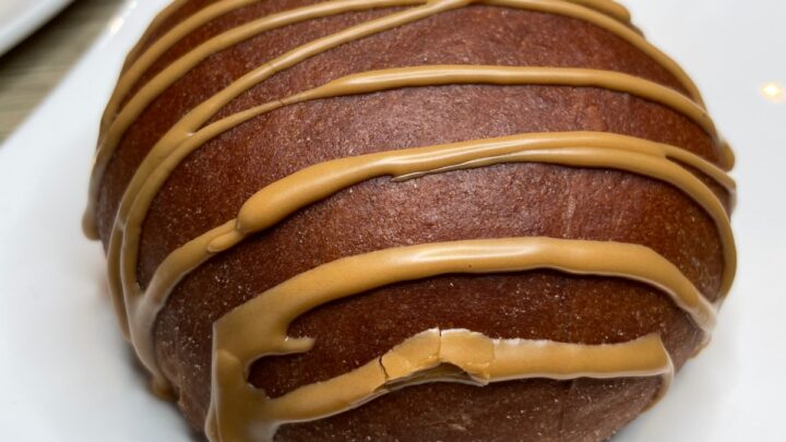 This espresso chocolate cream buns with chocolate in the bread and chocolate cream cheese filling and espresso drizzle on top are the best!