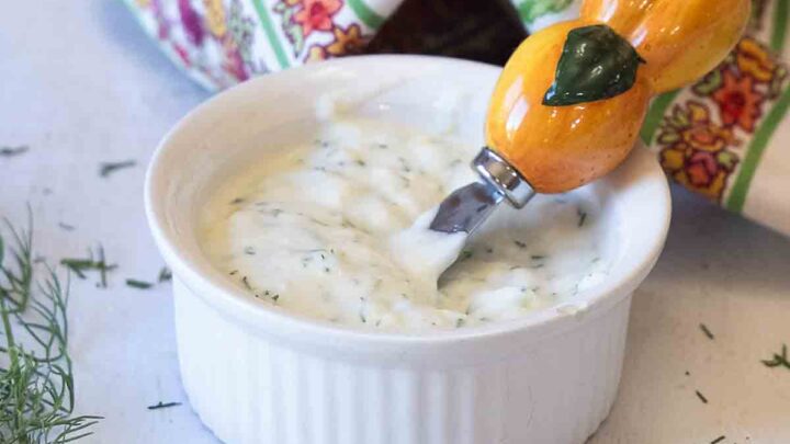 Creamy and flavored with dill, lemon, onion and garlic, Yogurt Dill Dip is perfect for everything from carrot sticks to salmon.