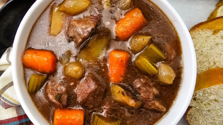 Easy Crock Pot Beef Stew with tender beef, hearty vegetables, rosemary, and rich gravy makes a simple, hands-off dinner for busy weeknights.