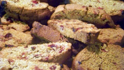 Sweet, cinnamon-spiced and seasonal, these Pumpkin Biscotti with Cranberries are made with whole wheat flour but just as tasty!