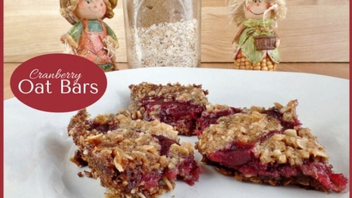 Cranberry Oat Cookie Bars - crispy oatmeal cookie with a tangy sweet layer of cranberry sauce.